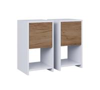 Vicco Table de Nuit Evo Chêne Blanc/Force de l'or | Lot de 2, convient pour le rangement de livres, lampes et objets du quotidien