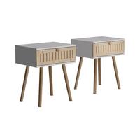 Vicco Table de Nuit Holk Blanc/pin | Lot de 2, adapté au rangement d’objets du quotidien et de lampes