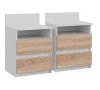 Vicco Table de nuit Monty, Blanc/Sonoma, 32.3x59.1cm Lot de 2 Blanc/Sonoma G