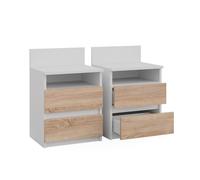 Vicco Table de Nuit Monty Blanc/Sonoma | Lot de 2, pour le rangement des objets du quotidien dans la chambre à coucher