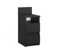 Vicco Table de Nuit Monty, Noir, 25x59.1cm | avec 2 tiroirs, adapté à un placement flexible à côté du lit ou du canapé