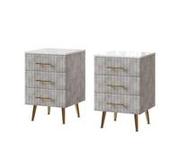 Vicco Table de Nuit Velia, Gris, Lot de 2, pour Le Rangement des Objets du Quotidien dans la Chambre à Coucher
