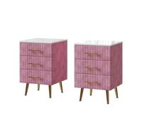 Vicco Table de Nuit Velia, Rose, Lot de 2, pour Le Rangement des Objets du Quotidien dans la Chambre à Coucher