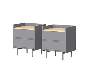 Vicco Table de Nuit Velina Gris | Ensemble de 2, pour le rangement de livres et d’objets du quotidien