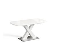 Vicco Table de Salle à Manger Chinto, Blanc, 120-160 x 80 cm Extensible, avec piètement en X et mécanisme d’Extension synchronisé