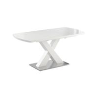 Vicco Table de Salle à Manger Chinto, Blanc, 120x80cm Extensible, avec piètement en X et mécanisme d’Extension synchronisé