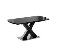 Vicco Table de Salle à Manger Chinto, Noir, 120x80cm Extensible, avec piètement en X et mécanisme d’Extension synchronisé