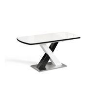 Vicco Table de Salle à Manger Chinto, Noir/Blanc, 120-160 x 80 cm | extensible, avec piètement en X et mécanisme d’extension synchronisé
