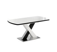 Vicco Table de Salle à Manger Chinto, Noir/Blanc, 120x80cm Extensible, avec piètement en X et mécanisme d’Extension synchronisé