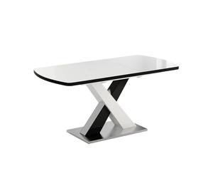 Vicco Table de Salle à Manger Chinto, Noir/Blanc, 120x80cm Extensible, avec piètement en X et mécanisme d’Extension synchronisé