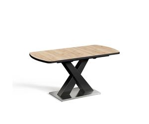 Vicco Table de Salle à Manger Chinto, Noir/Chêne Rustique, 120-160 x 80 cm Extensible, avec piètement en X et mécanisme d’Extension synchronisé