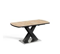 Vicco Table de Salle à Manger Chinto Noir/Chêne Rustique 120-160x80 cm | extensible, avec piètement en X et mécanisme d’extension synchronisé