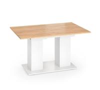 Vicco Table de Salle à Manger Dix, Chêne Blanc/Force de l'or, 180x90cm, avec Plateau Rabattable et Structure Extensible