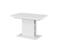 Vicco Table de Salle à Manger Fenaro, Blanc, 120-160 x 80 cm | avec compartiments ouverts, extensible pour une adaptation variable à la taille de la table