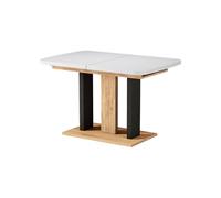 Vicco Table de Salle à Manger Fenaro, Blanc/Chêne doré, 120-160 x 80 cm | 2 parties, extensible avec rallonge pour une extension flexible de la table