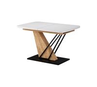 Vicco Table de Salle à Manger Fenaro, Blanc/Chêne doré, 120-160 x 80 cm | 2 pièces, extensible jusqu'à 160 cm avec rallonge intégrée