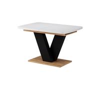 Vicco Table de Salle à Manger Fenaro, Blanc/Chêne doré, 120-160 x 80 cm | extensible, avec rallonge synchronisée pour longueur de table variable