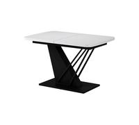 Vicco Table de Salle à Manger Fenaro, Blanc/Noir, 120-160 x 80 cm | extensible, extensible jusqu'à 160 cm avec rallonge intégrée