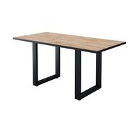 Vicco Table de Salle à Manger Livorno, Chêne Noir/Force de l'or, 160x80cm, Convient pour 4 Personnes, Construction Stable sans rallonge