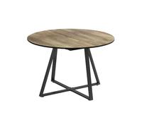 Vicco Table de Salle à Manger Loyd Chêne Rustique/Noir 120-160x120 cm | extensible, avec fonction d’extension pour un ajustement flexible de la taille de la table