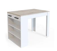 Vicco Table de Salle à Manger Repose, Sonoma/Blanc, 67x100cm, Convient comme Surface de Travail ou Espace de Rangement supplémentaire