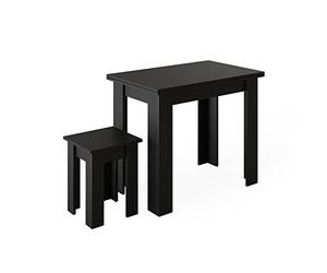 Vicco Table et Tabouret Roman, Noir, 90x60cm | adapté aux solutions d’angle peu encombrantes dans la salle à manger