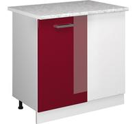 Vicco Universal Armoire d'angle R-Line, 86cm avec porte, avec PT, Rouge bordeaux Haute brillance/Blanc
