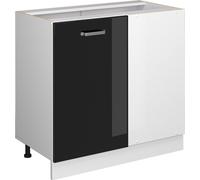 Vicco Universal Armoire d'angle R-Line, 86cm avec porte, sans PT, Noir Haute brillance/Blanc