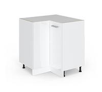 Vicco Universal Armoire d'angle R-Line, Blanc Haute Brillance, 75.6cm avec Porte, sans PT, pour Le Rangement des ustensiles ménagers et des provisions