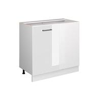 Vicco Universal Armoire d'angle R-Line, Blanc Haute Brillance, 86cm avec Porte, sans PT, pour Le Rangement des ustensiles ménagers et des provisions