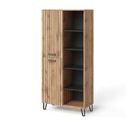 Vicco Vestiaire Amber, Chêne Wotan, 80x172cm avec 5 Compartiments, pour Le Rangement de Livres, Lampes et Objets du Quotidien