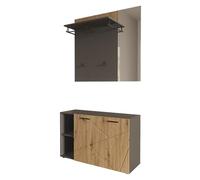 Vicco Vestiaire Irma, Anthracite/Artisan, 106x63cm Ensemble Comprenant Une Armoire à Chaussures et Un vestiaire Mural avec Miroir