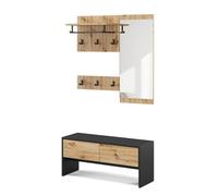Vicco Vestiaire "Selena", Anthracite/Chêne Artisan | 4 parties, pour montage mural pour une organisation peu encombrante dans l'entrée