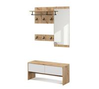 Vicco Vestiaire Selena, Blanc/Artisan, 90x40cm 4 Parties, pour Montage Mural pour Une Organisation Peu encombrante dans l'entrée