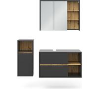 Vicco Viola, 3 pièces, avec armoire centrale, Anthracite/Chêne