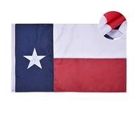 VICDRIA Drapeau de l'État du Texas, 3 x 4,5 m, entièrement brodé, 100 % polyester durable, drapeaux d'extérieur TX pour intérieur/extérieur, rayures cousues et œillets en laiton
