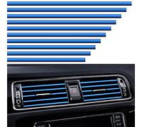 VICDUEKG 10 Pcs Bandes de DIY Style Décoration de Sortie d’Air de Voiture, 20cm Moulures de Voiture Bandes de Garniture intérieure d'évent de Bricolage pour Voitures De Sortie d'air Droites (Bleu)