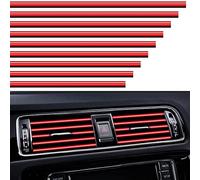 VICDUEKG 10 Pcs Bandes de DIY Style Décoration de Sortie d’Air de Voiture, 20cm Moulures de Voiture Bandes de Garniture intérieure d'évent de Bricolage pour Voitures De Sortie d'air Droites (Rouge)