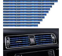 VICDUEKG 10 Pcs Bandes de DIY Style Décoration de Sortie d’Air de Voiture, Moulures de Voiture Bandes de Garniture intérieure d'évent de Bricolage pour Voitures De Sortie d'air Droites (Glace Bleue)