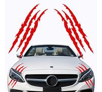 VICDUEKG Sticker Griffe de Monstre, 2 Pcs Autocollant de Voiture décoration d'autocollants de Phare à Sourcils Stickers Moto Autocollants en Vinyle Autocollants Esthétiques (Rouge)