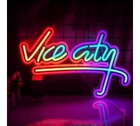 Vice City Multi Color RGB Neon Sign Alimenté par USB Changement de couleur et défilement et modes clignotant Télécommande pour la décoration à la maison Réunions de fêtes de mariage