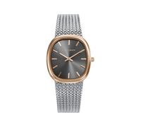 Viceroy Chic 401312-17 - Montre femme analogique trois aiguilles, boîtier rectangulaire bicolore IP rose, maille milanaise argentée, cadran marron
