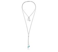 Viceroy Collier tendance pour femme 14344C01000 - Acier plaqué argent avec pierre naturelle Amazonite verte | Collier long 125 cm élégant et polyvalent