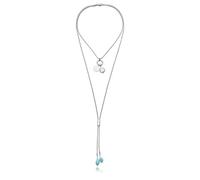 Viceroy Collier tendance pour femme 14344C01000 - Acier plaqué argent avec pierre naturelle Amazonite verte | Collier long 125 cm élégant et polyvalent