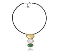 Viceroy Collier tendance pour femme 14348C01019 - Acier IP doré avec pierre naturelle agate verte et mère perle | Collier court 38 + 3 cm élégant et coloré