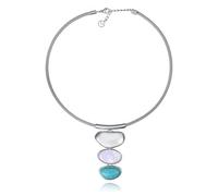 Viceroy Collier tendance pour femme 14349C01000 - Acier plaqué argent avec pierre naturelle Amazonite verte | Collier court 38 + 3 cm élégant et frais