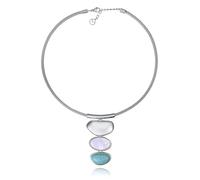 Viceroy Collier tendance pour femme 14349C01000 - Acier plaqué argent avec pierre naturelle Amazonite verte | Collier court 38 + 3 cm élégant et frais