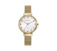 Viceroy Fashion 41150-05 - Montre femme analogique en acier inoxydable doré, cadran blanc avec verre brillant, maille milanaise