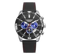 Viceroy Magnum 401455-57 - Montre homme chronographe analogique, boîtier en acier inoxydable, cadran noir avec sous-cadrans bleus, bracelet en cuir noir