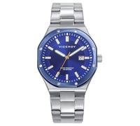 Viceroy Magnum 401459-37 - Montre homme analogique 42 mm, acier inoxydable argenté, cadran bleu avec calendrier, WR 100M, fermeture double bouton